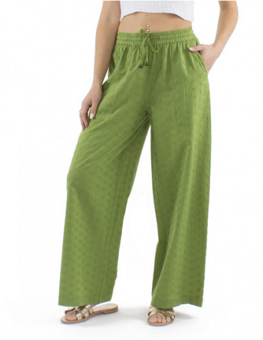 Boho pants openwork, pearls, laces