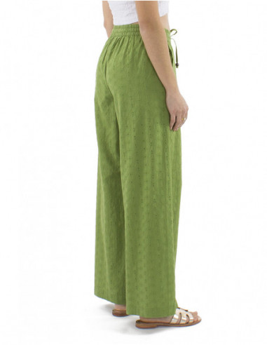 Pantalon bohème broderies ajourées