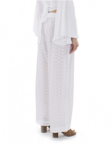 Boho pants openwork, pearls, laces