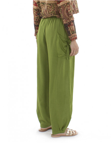 pantalon bohème chic avec lin, poches et liens