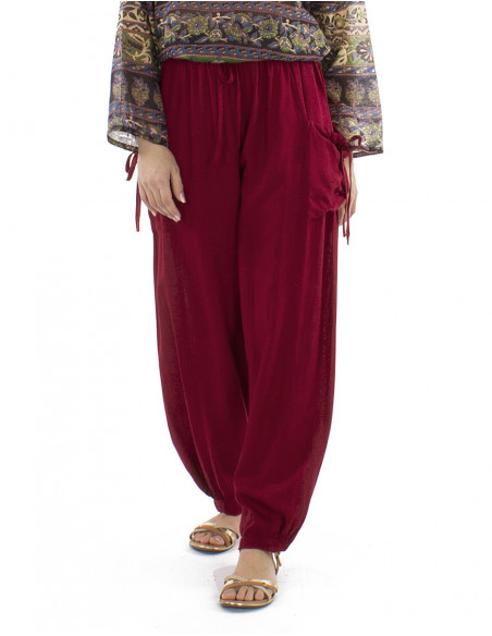 pantalon bohème chic avec lin, poches et liens