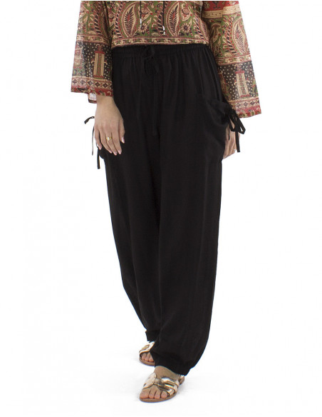 pantalon bohème chic avec lin, poches et liens