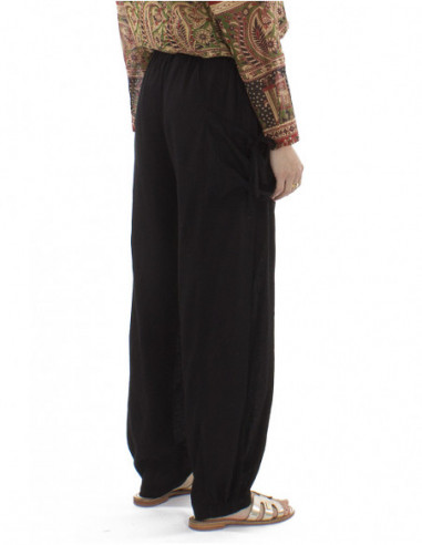 pantalon bohème chic avec lin, poches et liens