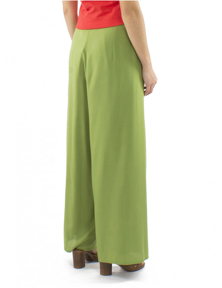 Pantalon paréo fluide style bohème chic, tissu uni