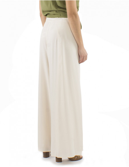 Pantalon paréo fluide style bohème chic, tissu uni