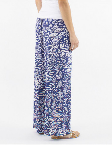 Pantalon large original coupe palazzo motif abstrait artistique