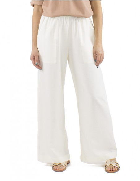 Classic cut pants with linen
