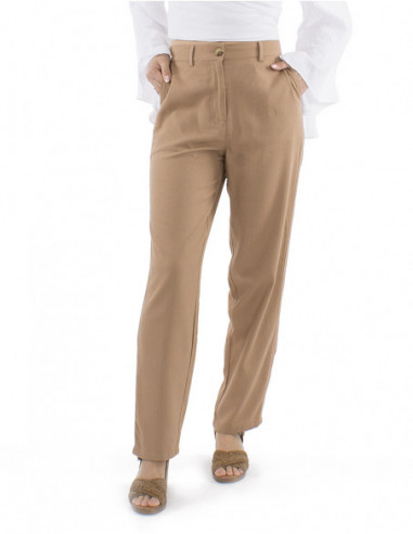 Pantalon coupe fuseau avec lin