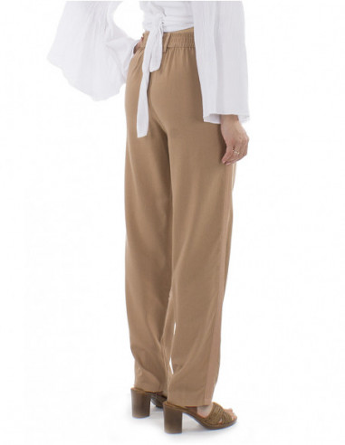 Pantalon coupe fuseau avec lin