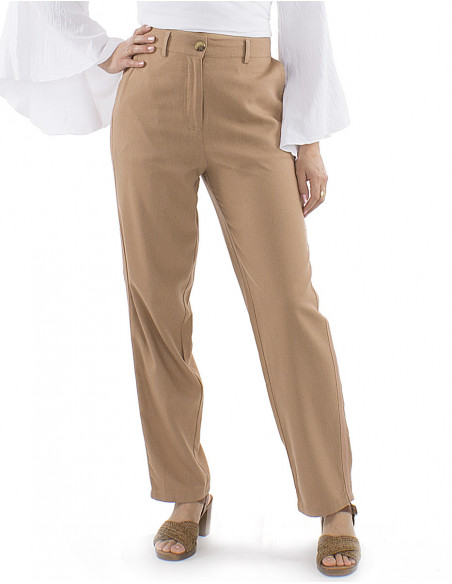Tapered cut pants with linen