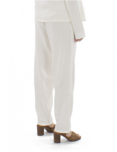 Pantalon coupe fuseau avec lin