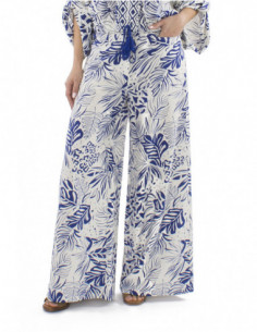 Pantalon bohème style ethnique, coupe large, taille élastique 2