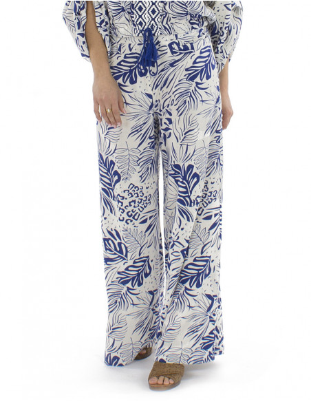 Pantalon bohème style ethnique, coupe large, taille élastique