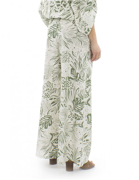 Pantalon bohème style ethnique, coupe large, taille élastique