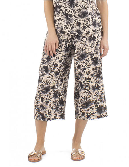 Boho flowery cropped pants