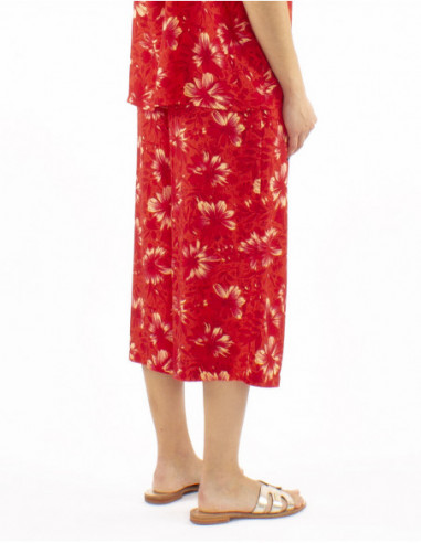 pantacourt original motif fleuri bohème, ample et confortable