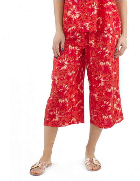 Boho flowery cropped pants