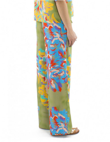 pantalon large coupe palazzo bohème chic coloré design original grosses fleurs