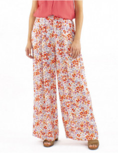 pantalon large coupe palazzo motif bohème fleuri romantique
