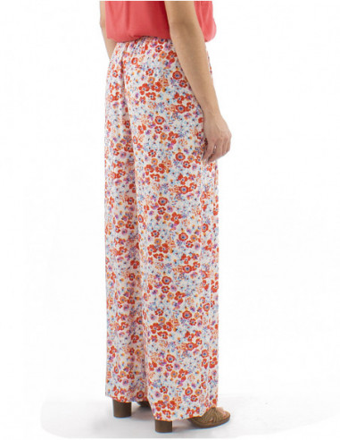 pantalon large coupe palazzo motif bohème fleuri romantique