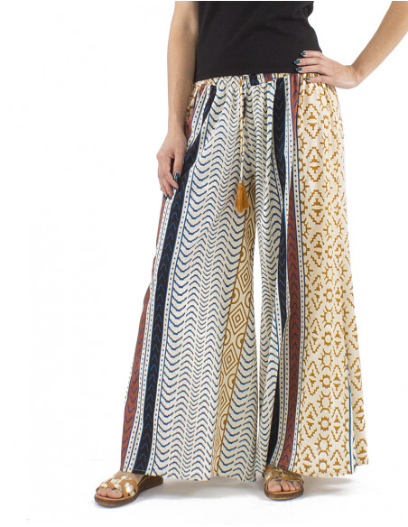 pantalon extra large coupe palazzo motif ethnique style africain
