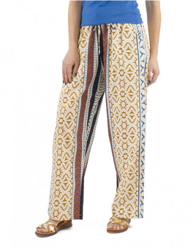 pantalon droit et ample motif ethnique style africain
