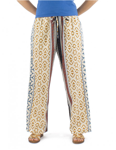 pantalon droit et ample motif ethnique style africain