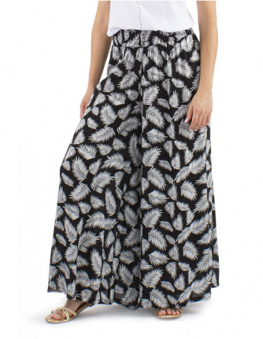 Oversized boho pants leaf pattern