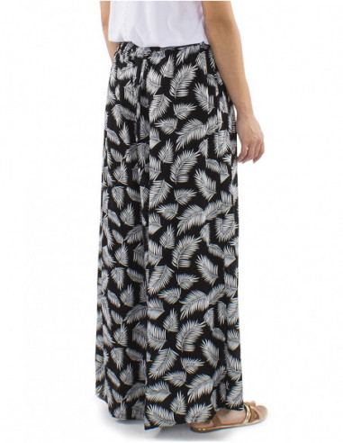 Oversized boho pants leaf pattern