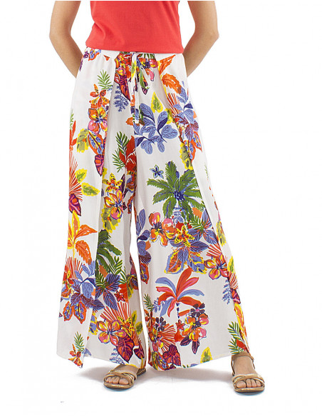 Wrap pants tropical pattern