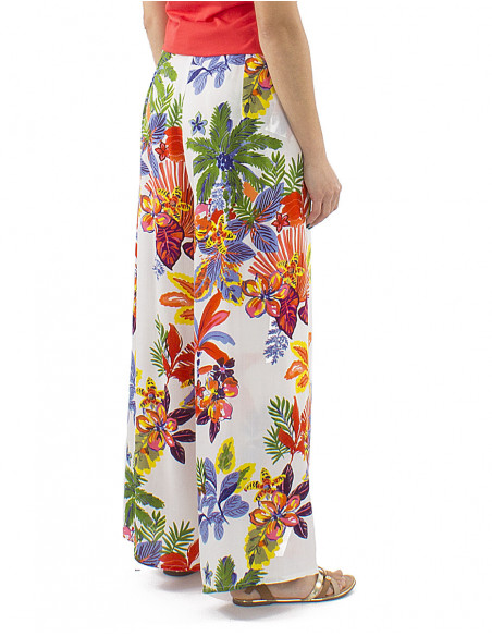 Wrap pants tropical pattern