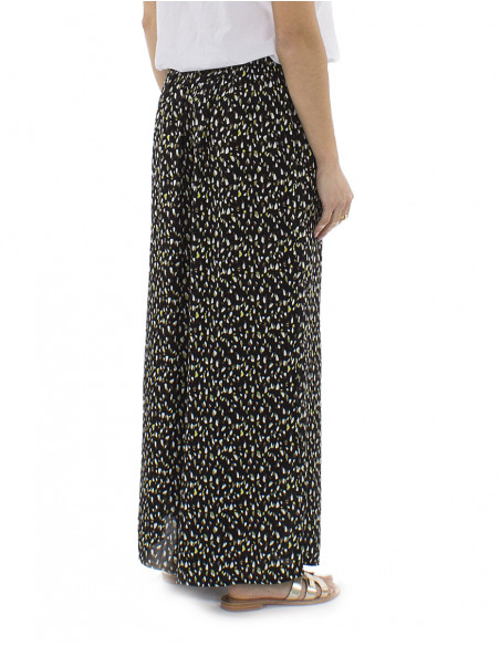 Pantalon large coupe palazzo motif abstrait 