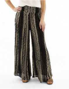 pantalon coupe large palazzo motif ethnique chic