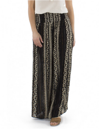 pantalon coupe large palazzo motif ethnique chic