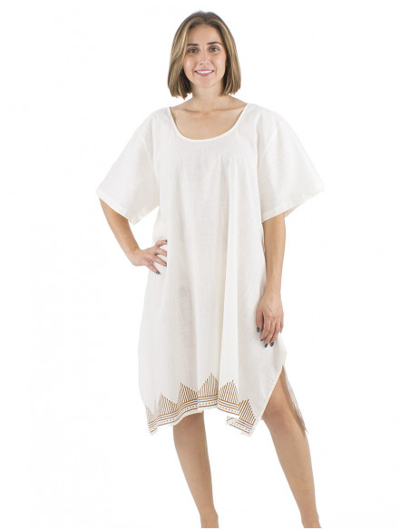 Robe de plage mi-longue ethnique chic coupe ample