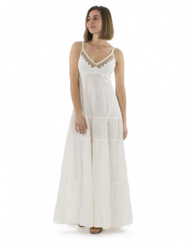 Robe longue bohème ethnique chic à volants