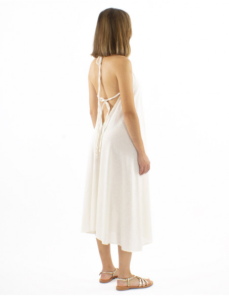 Midi backless dress ethnic style