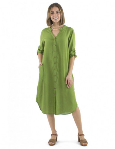 Robe midi chic classique avec lin