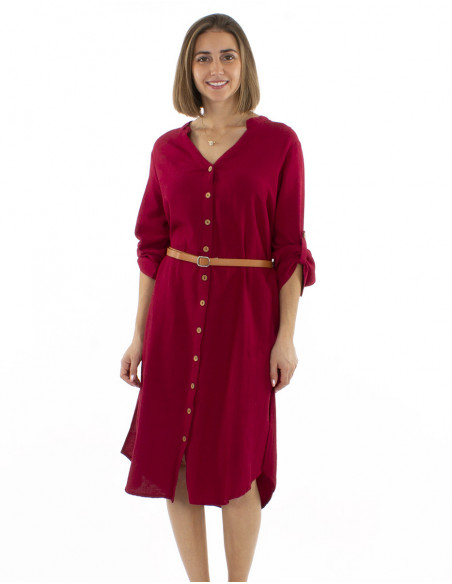 Robe midi chic classique avec lin