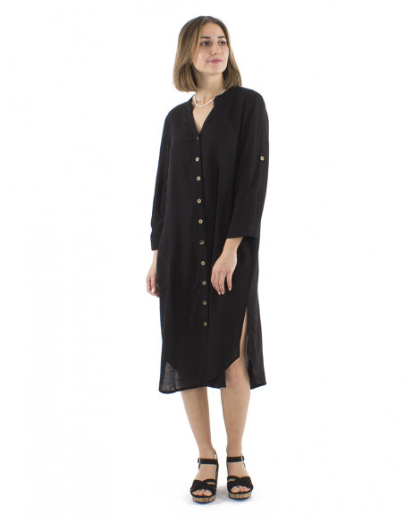 Robe midi chic classique avec lin