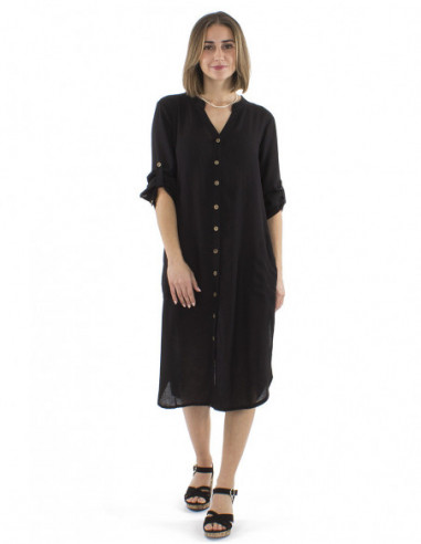 Long shirt dress with linen