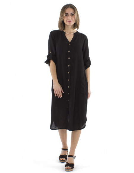Robe midi chic classique avec lin