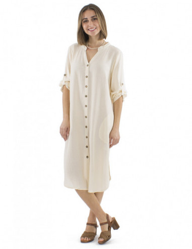 Robe chemise longue avec lin