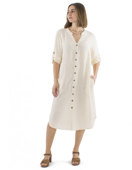 Robe midi chic classique avec lin