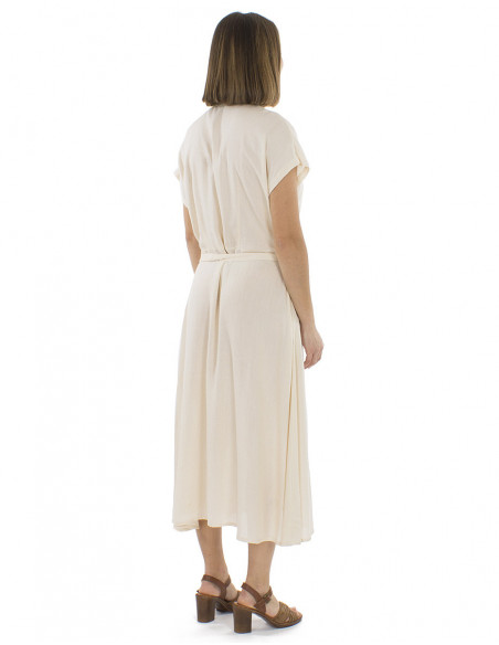 Robe midi bohème chic coupe classique avec lin