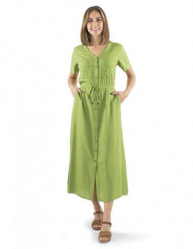 Long chic dress wooden buttons