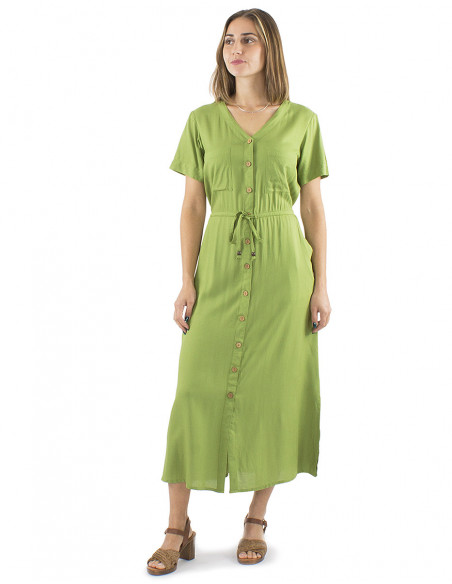 Long chic dress wooden buttons