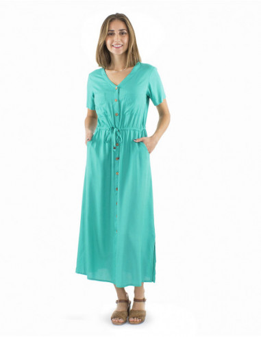 Long chic dress wooden buttons