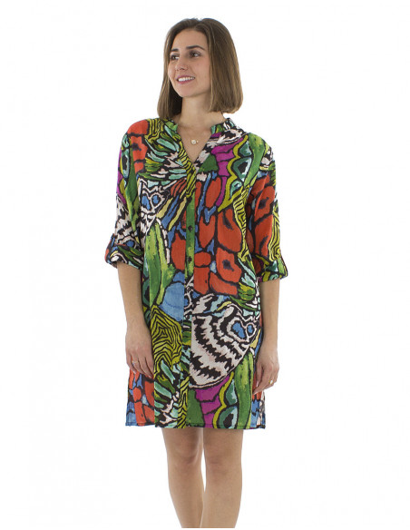 Robe tunique originale motif coloré tropical