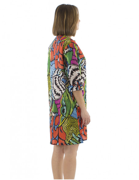 Robe tunique originale motif coloré tropical